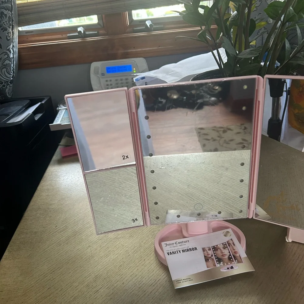 Juicy Couture Pink Tri-Fold Vanity Mirror with LED